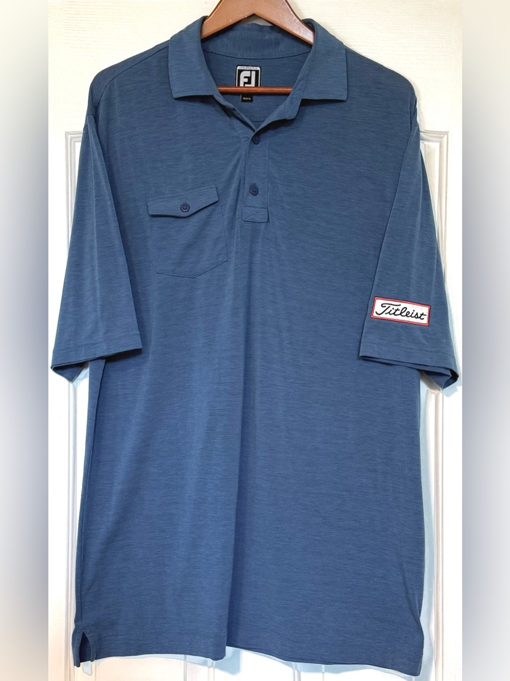 FootJoy Titleist Golf Polo Men XL Blue Athletic Fit Pocket Performance 22844
